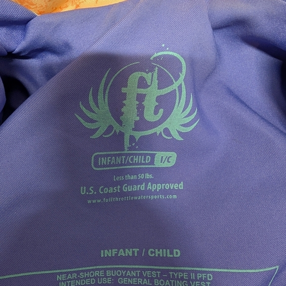 Full Throttle Infant Kids Girls Mermaid Swim Life Jacket <50 lbs - Picture 6 of 7